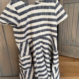 Stylish Navy and White Striped Kids Dress
